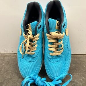 Nike Air Max 1 Blue with Gold Accents